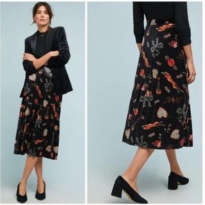 Anthropologie Maeve Montparnasse Skirt Velvet Bows Hearts Leopard Novelty Small